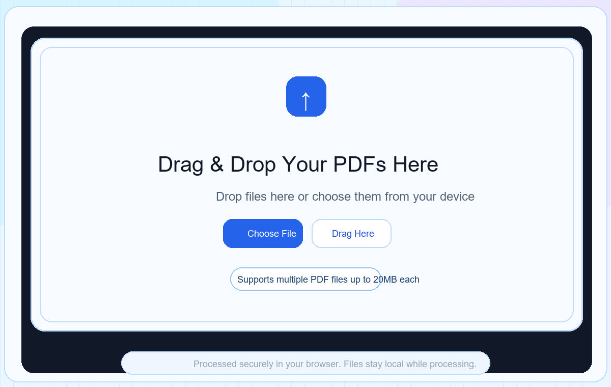 Merge PDF Online Tool Upload Screen