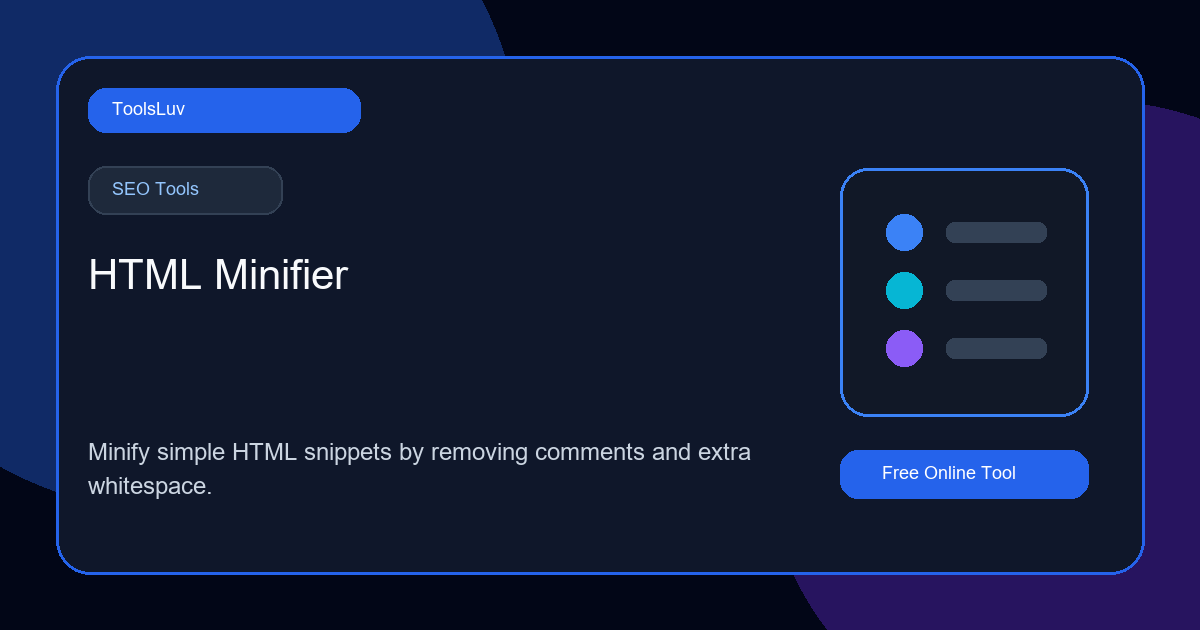 HTML Minifier Free - Minify HTML Snippets Online