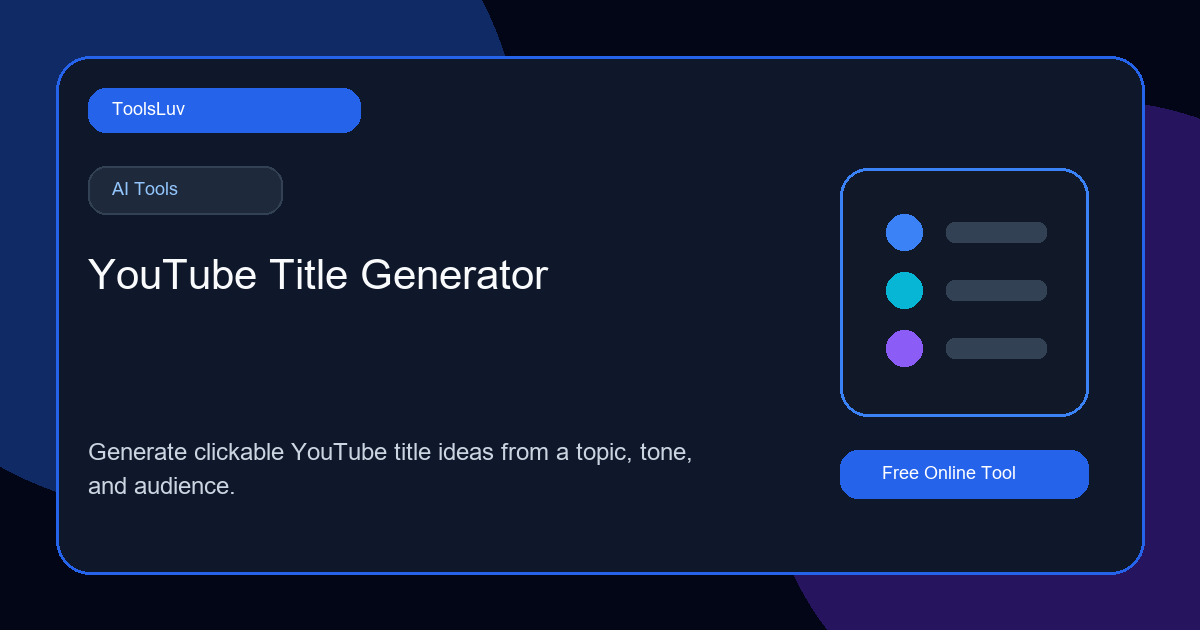 YouTube Title Generator Free - Video Title Ideas